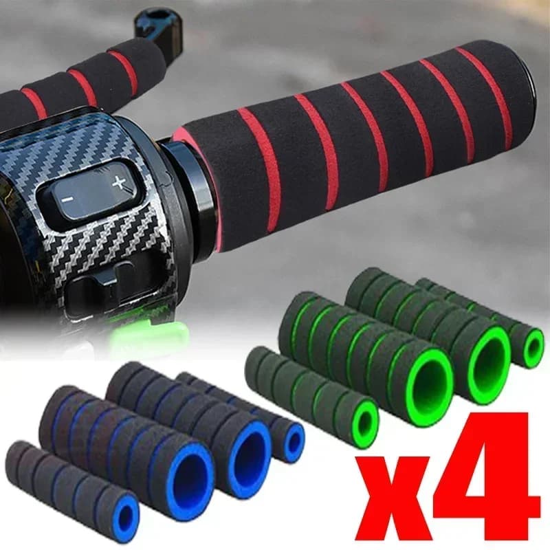 Set di coperture per manopole antiscivolo in schiuma per moto 4 in 1, 4 colori