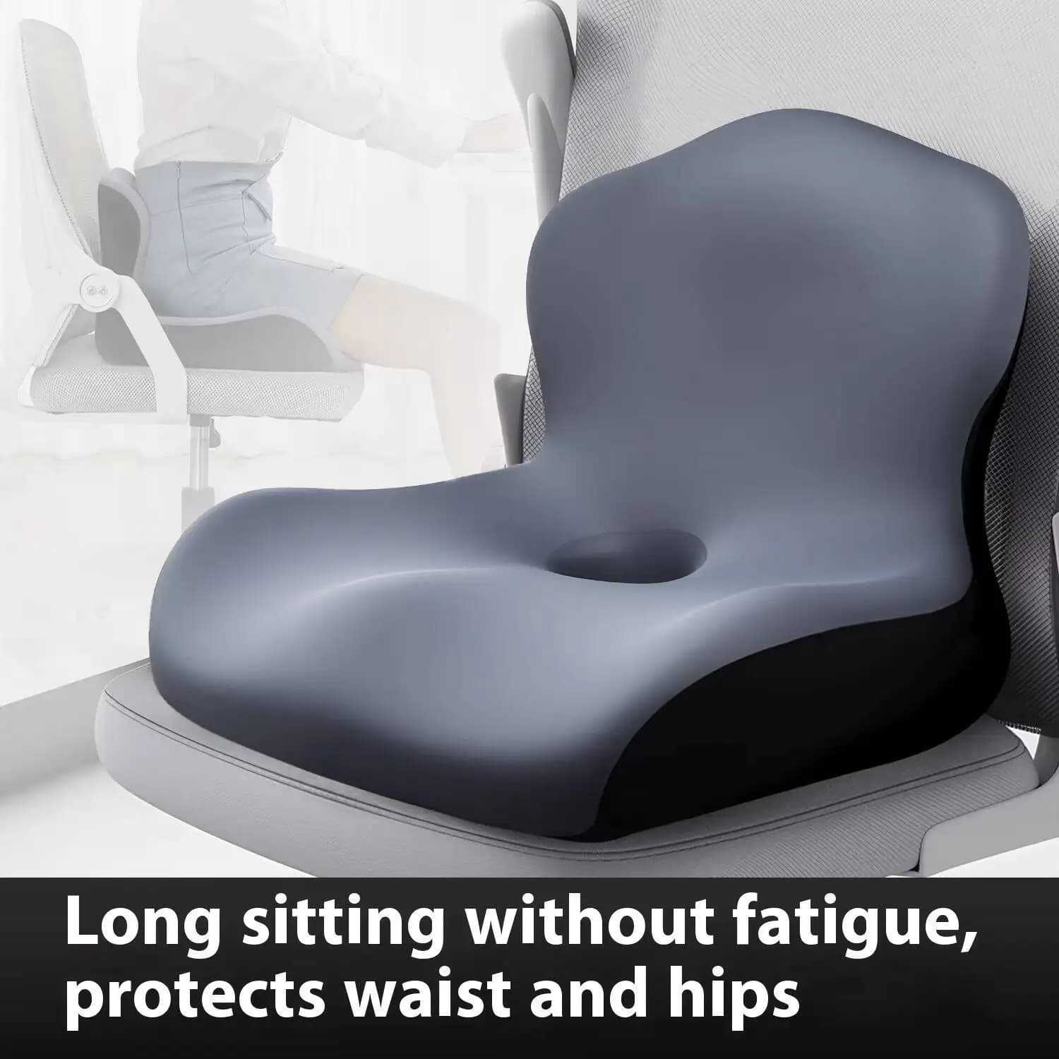 Cuscino di supporto per la schiena Sedia pigra in memory foam per ufficio, dormitorio, auto, con comodi sedili integrati per studenti e adulti
