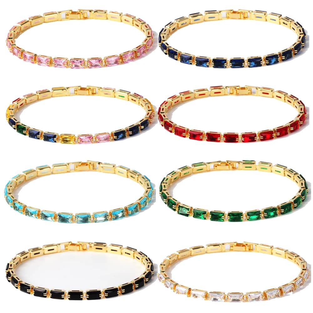 Bracciale tennis moda 4 * 6mm zirconio per donna Bracciale a catena CZ con ciondolo in cristallo di design a portata di mano Gioielli da sposa