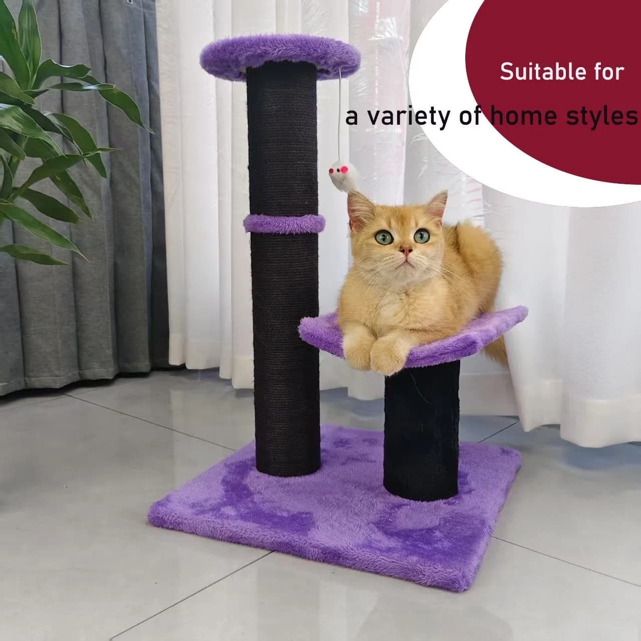 New Cat Tower With Bed And Sisal Scratching Post for Indoor Cats Cat Tree With Interactive Hanging Ball Cat Toy