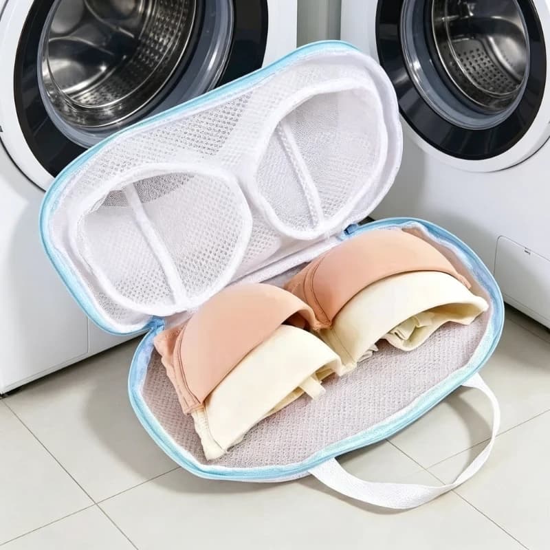 Bra Washing Bag for Laundry Machine Double-Layer Mesh Underwear Protector with Handle Laundry Sack for Lingerie Bralette Travel