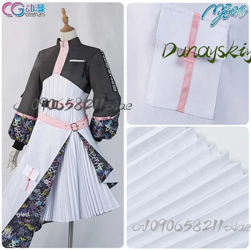 Cosplay Costume BanG Dream MyGO Chihaya Anon Sailor Uniform Red Ribbon Pleated Skirt Black ThighHigh Sock School Badge