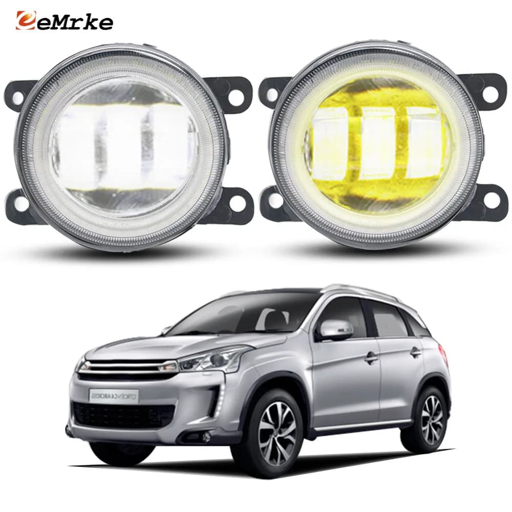Luci Fendinebbia LED con Lente Trasparente PTF 40W per Citroen C4 Aircross 2013-2017, Anelli Luminosi Angel Eyes DRL