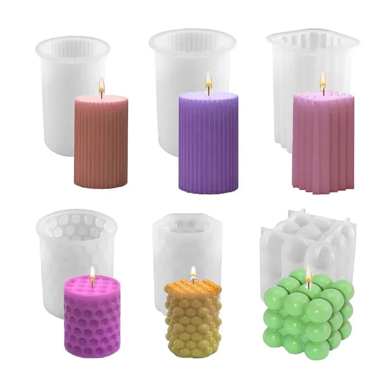 1Pc Stampi per candele a cilindro Stampo per candele a bolle 3D Stampi in silicone per pilastro per candele Fai da te Argilla Mestiere Resina Sapone Campione di fiori