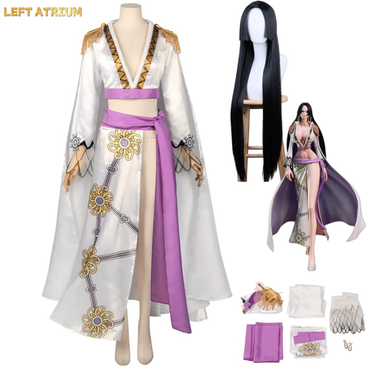 Anime Seven Warlords of The Sea Boa Hancock Cosplay Costume Empire Snake White Cloak Skirt Wig Woman Sexy Carnival Suit