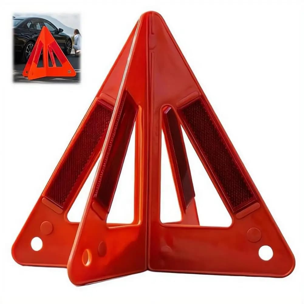 Triangolo di Emergenza Portatile per Auto, Riflettente, Pieghevole, con Treppiede Solido per Segnalazione di Pericolo e Sicurezza Stradale