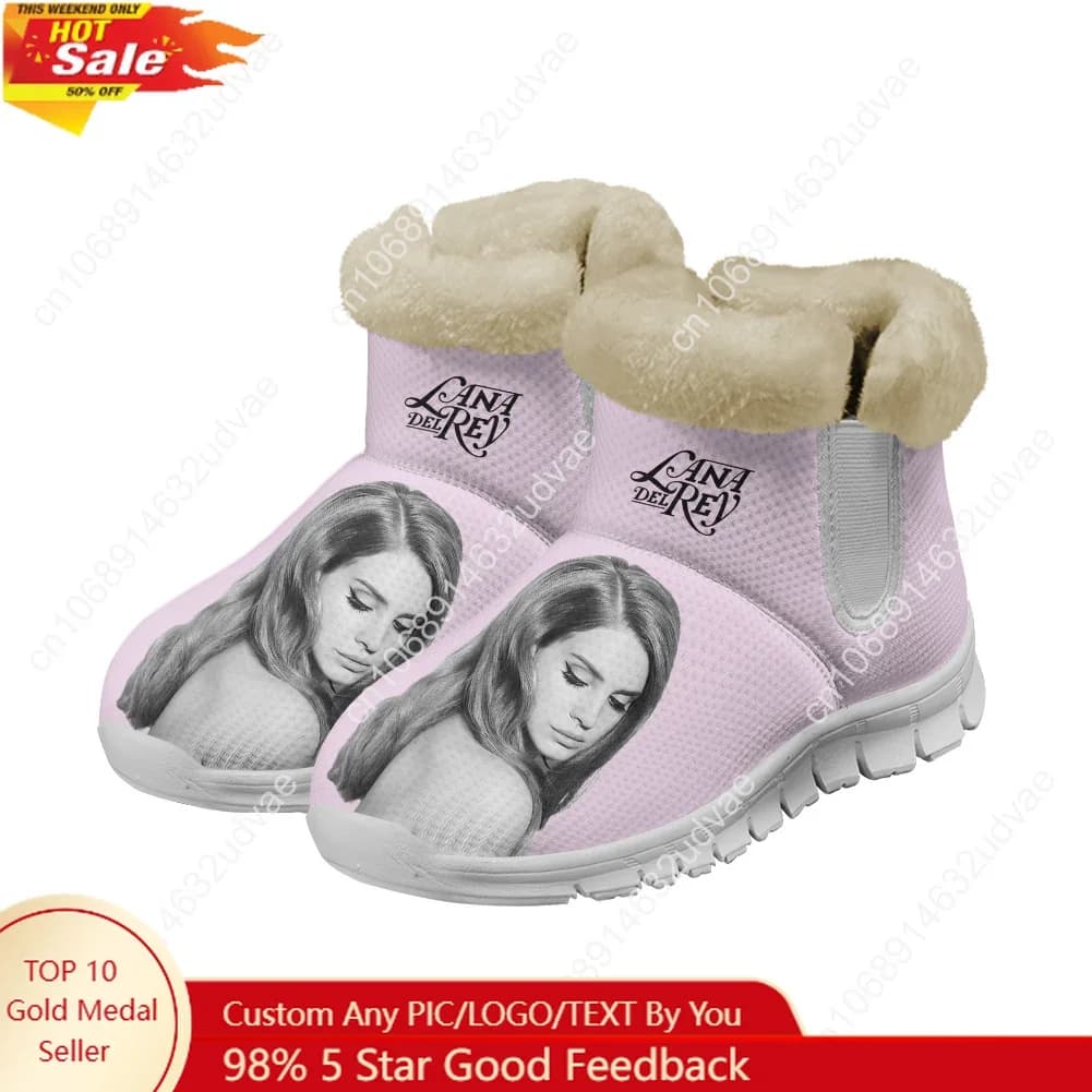 Scarpe Peluche Lana Del Rey, Stivali Sneaker Caldi e Resistenti per Uomo e Donna, Scarpe Casual Sportive Personalizzate Bianche