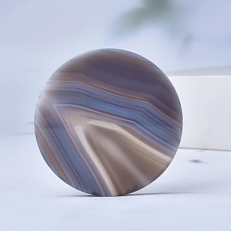 1pc Natural Striped Agate Slice Ornament, Suitable for Making Wind Chimes, Also Can Be Used as a Coaster, Home Decoration