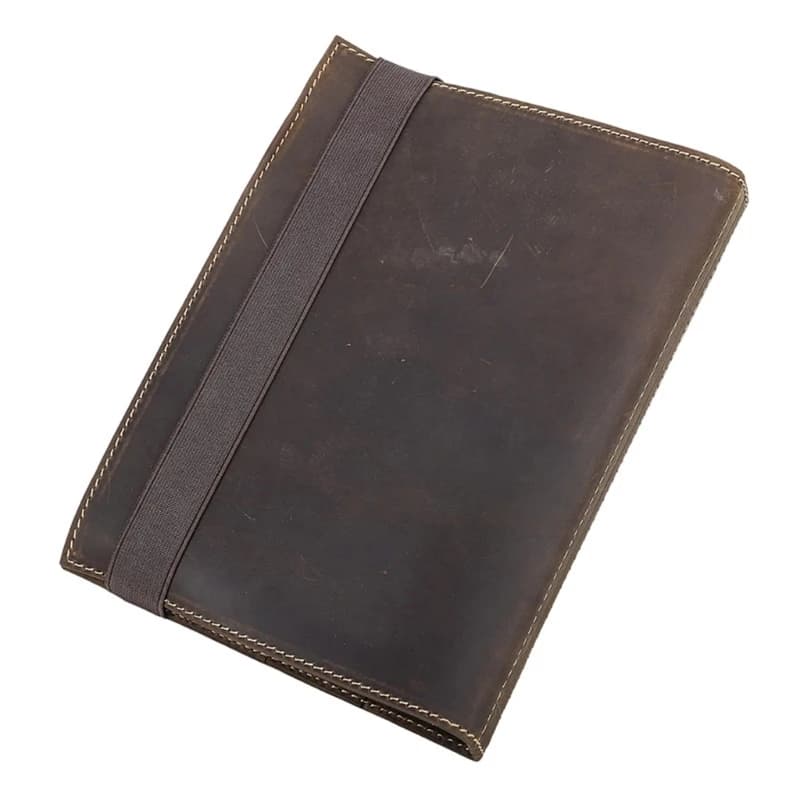 Leather Journal Cover with Genuine Leather Exterior, Elastic Band Closure and Lined Pages for Writing, Note Taking Daily F19E