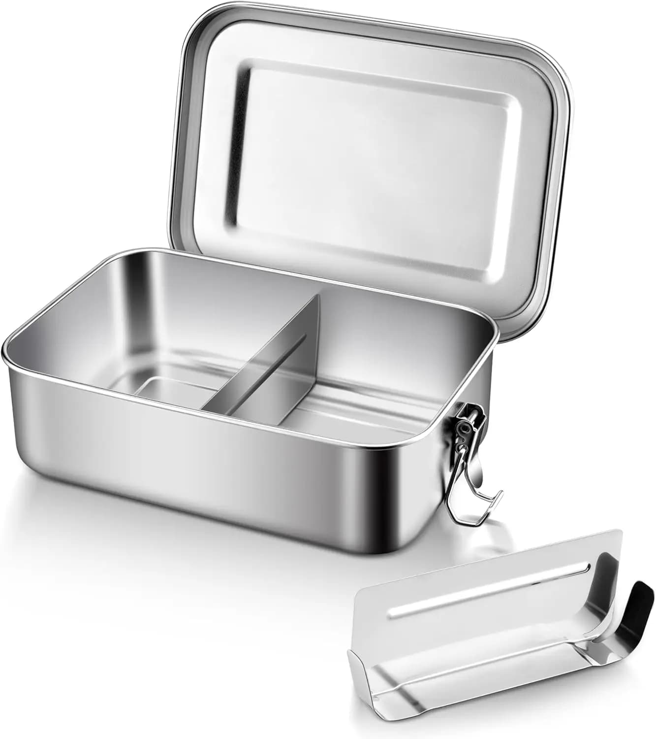 Contenitore Bento in Acciaio Inox da 1400ml, Ermetico con 2 Scomparti per Lavoro e Viaggi