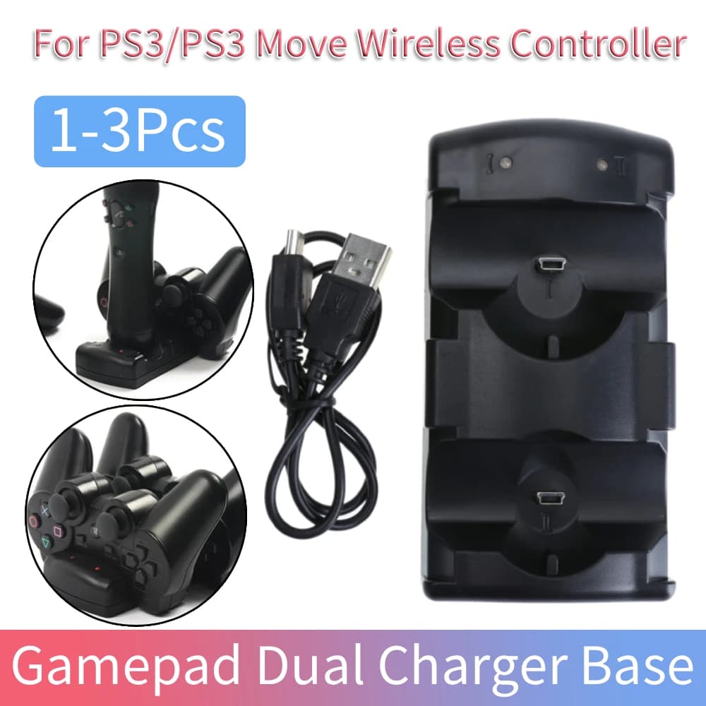 Stazione di ricarica verticale da 1/2/3 pezzi per controller PS3/PS3 Move, dock di ricarica doppio USB a ricarica rapida per Sony Playstation 3
