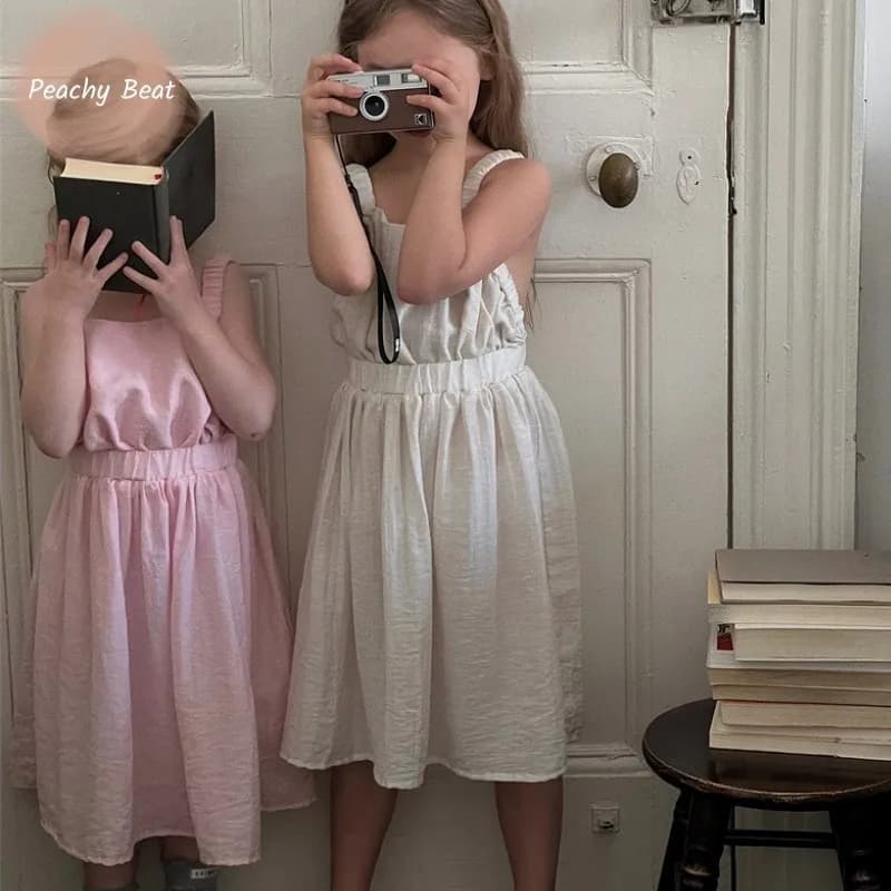 Vestito Estivo Casual in Cotone con Bretelle per Bambina, Abito Principessa Senza Maniche per Neonata e Bambina 1-7 Anni