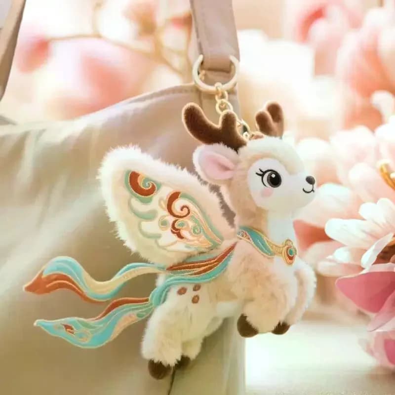Chinese Style Dunhuang Flying Cat Pendant Cute Plush Toy Cartoon Nine-Colored Deer Keychain Cute Plush Doll Bag Charm Gift