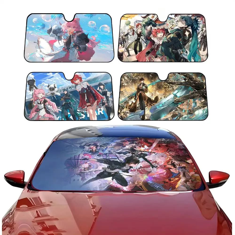 Parasole per Auto Personalizzato con Immagine del Gioco W-Wuthering W-Waves, Protezione dai Raggi UV, Visiera Parasole per Auto