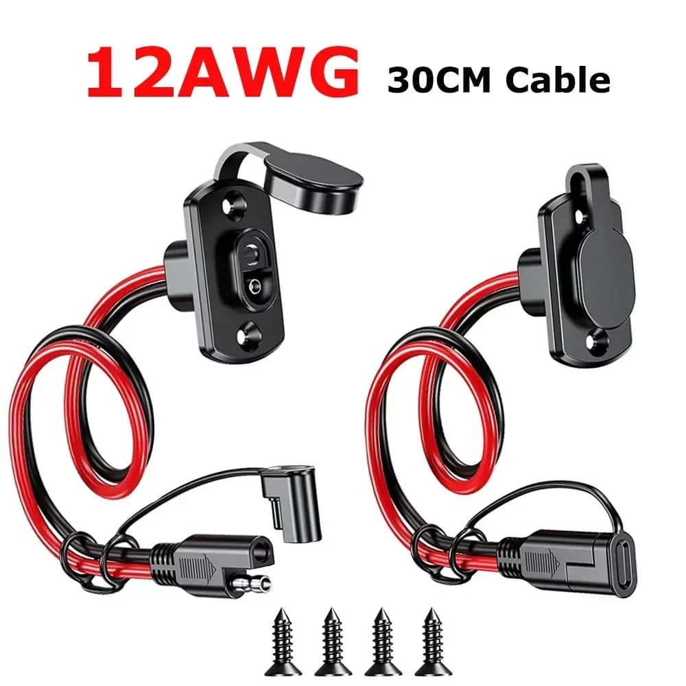 1/2 set cablaggio connettore rapido SAE 12AWG cavo di prolunga SAE impermeabile porta a parete laterale per caricabatteria generatore di pannelli solari