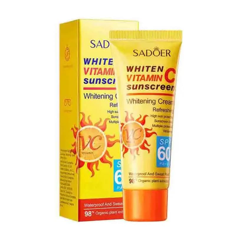SADOER Spf 60+ Crema solare alla vitamina C per viso Corpo Creme solari per protezione solare Sprot esterno Bloccante solare Protezione solare per il viso Protezione solare