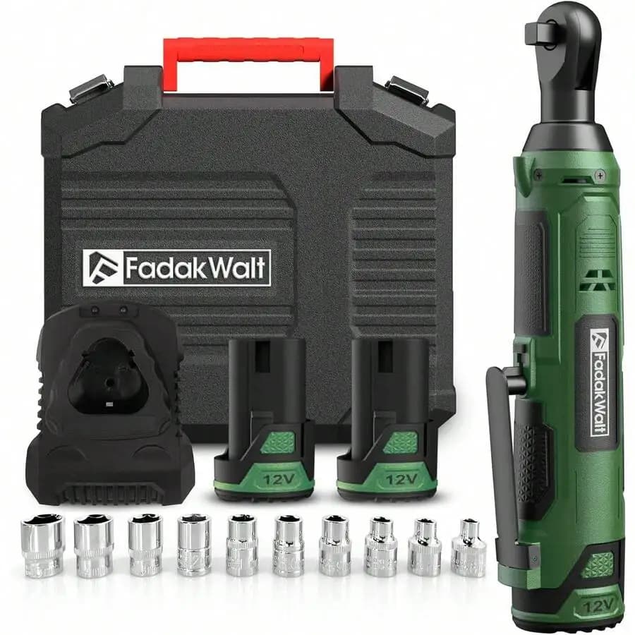 3/8 Inch Cordless Electric Ratchet Wrench Set 40 Ft-Lbs 12V Auto Repair Tool With 2 Batteries Fast 10 Sockets Car Maintenance Es