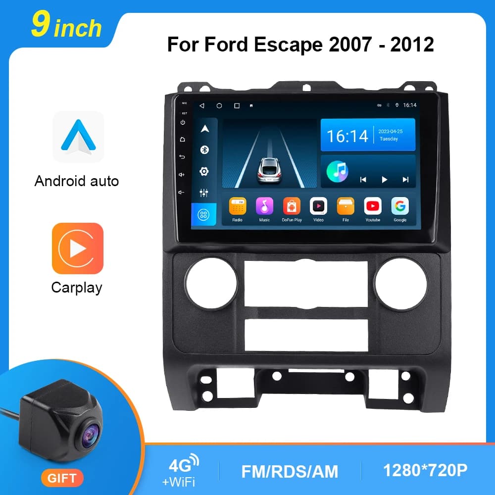 Autoradio For Ford Escape 2007 -2012 Stereo Multimedia Wireless Carplay Android Cars GPS Navigation Video Player WIFI