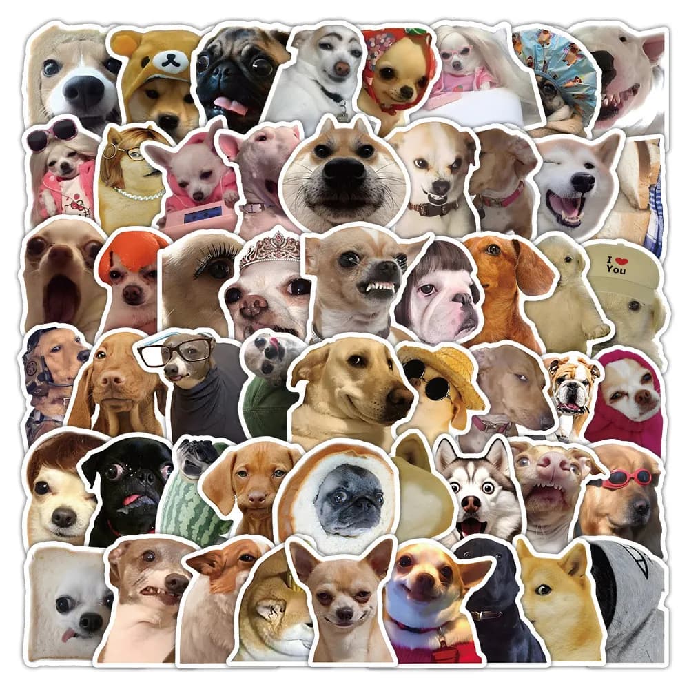 106 Pezzi Adesivi MEME di Cani Divertenti, Realistici e Interessanti per Biciclette, Diari, Astucci - Papery Pop Store