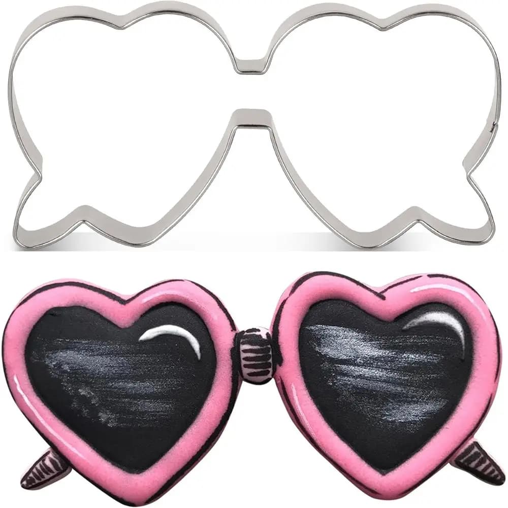 Heart Shape Sunglasses Cookie Cutter Summer Beach Biscuit Cutter - 4.52 x 2.02 inch - Stainless Steel