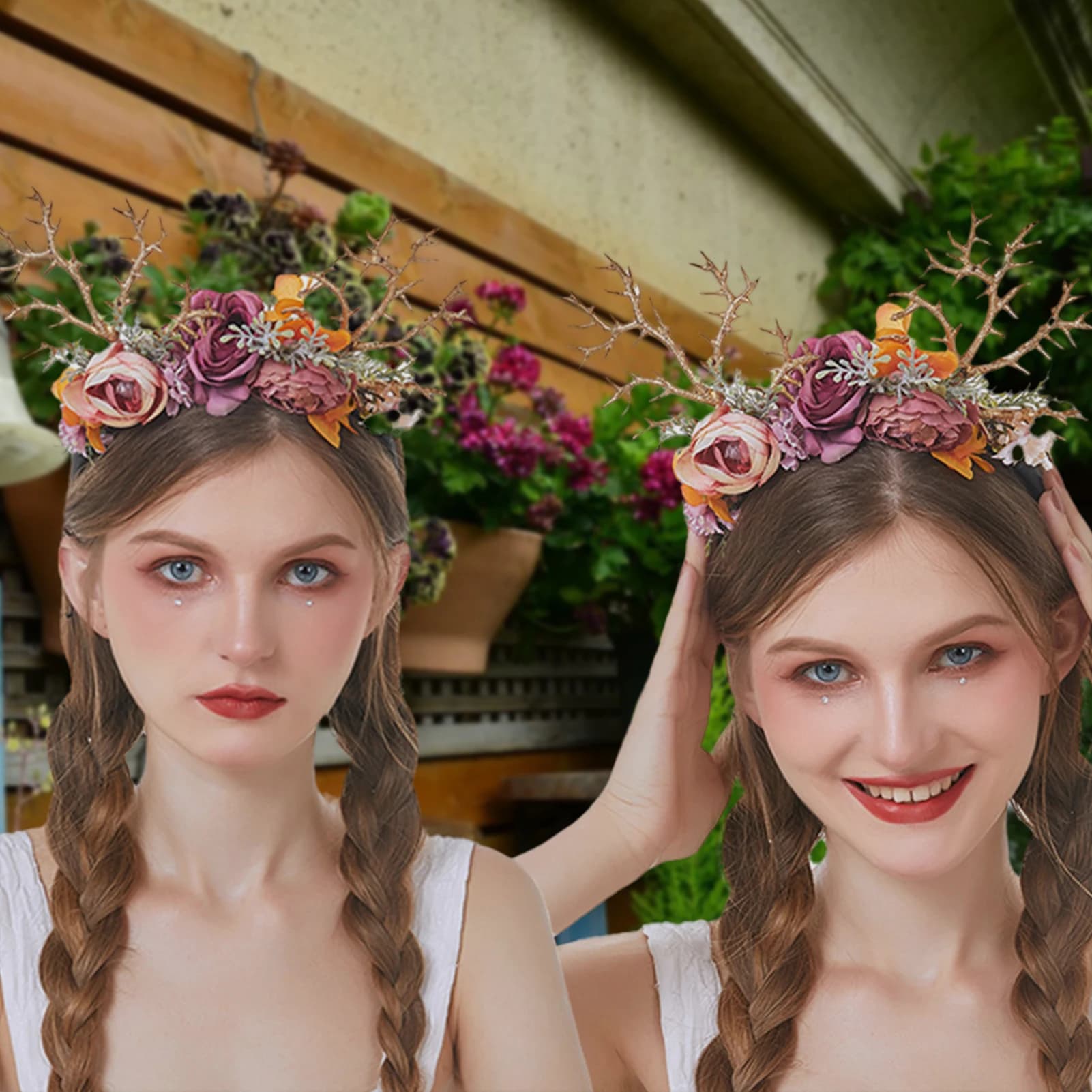 Floral hair cutter with horn for pretty hair for girls and women with ears for women