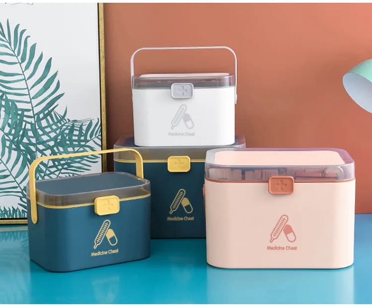 Kit di pronto soccorso Supporto per scatola di immagazzinaggio medica multistrato Grande organizzatore di farmaci Contenitore di stoccaggio portatile per la casa Kit di medicinali OK 1163