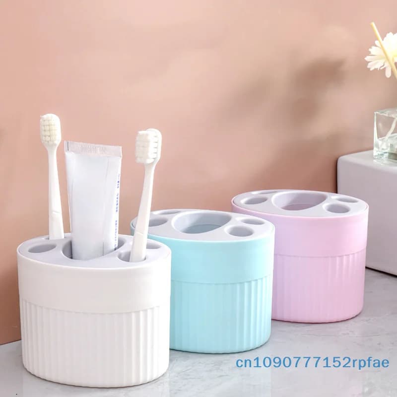 Organizer per spazzolino e dentifricio in plastica semplice ed elegante da 1 pezzo - Porta spazzolino autoportante per accessori da bagno