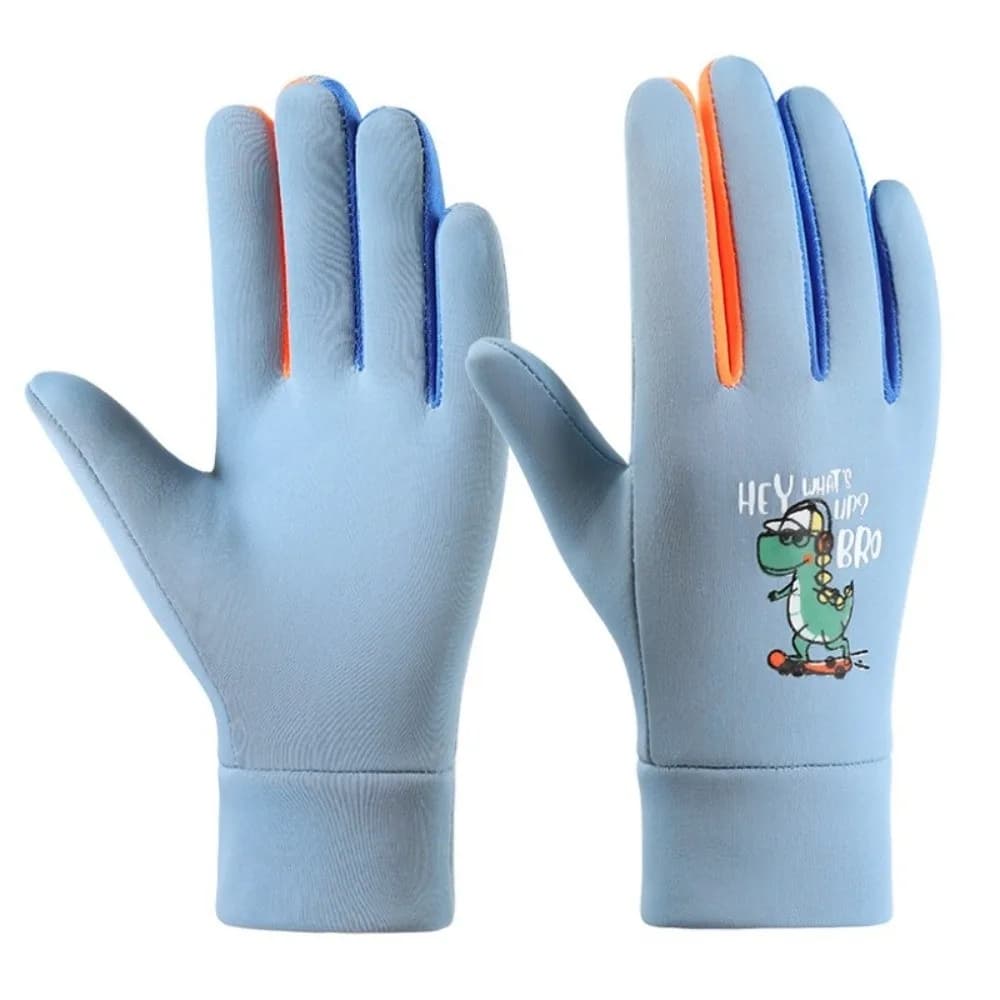 Warm gloves for dinosaur cute cartoon Kids cycling gloves for windbreakers Winter sports gloves lined with fleece