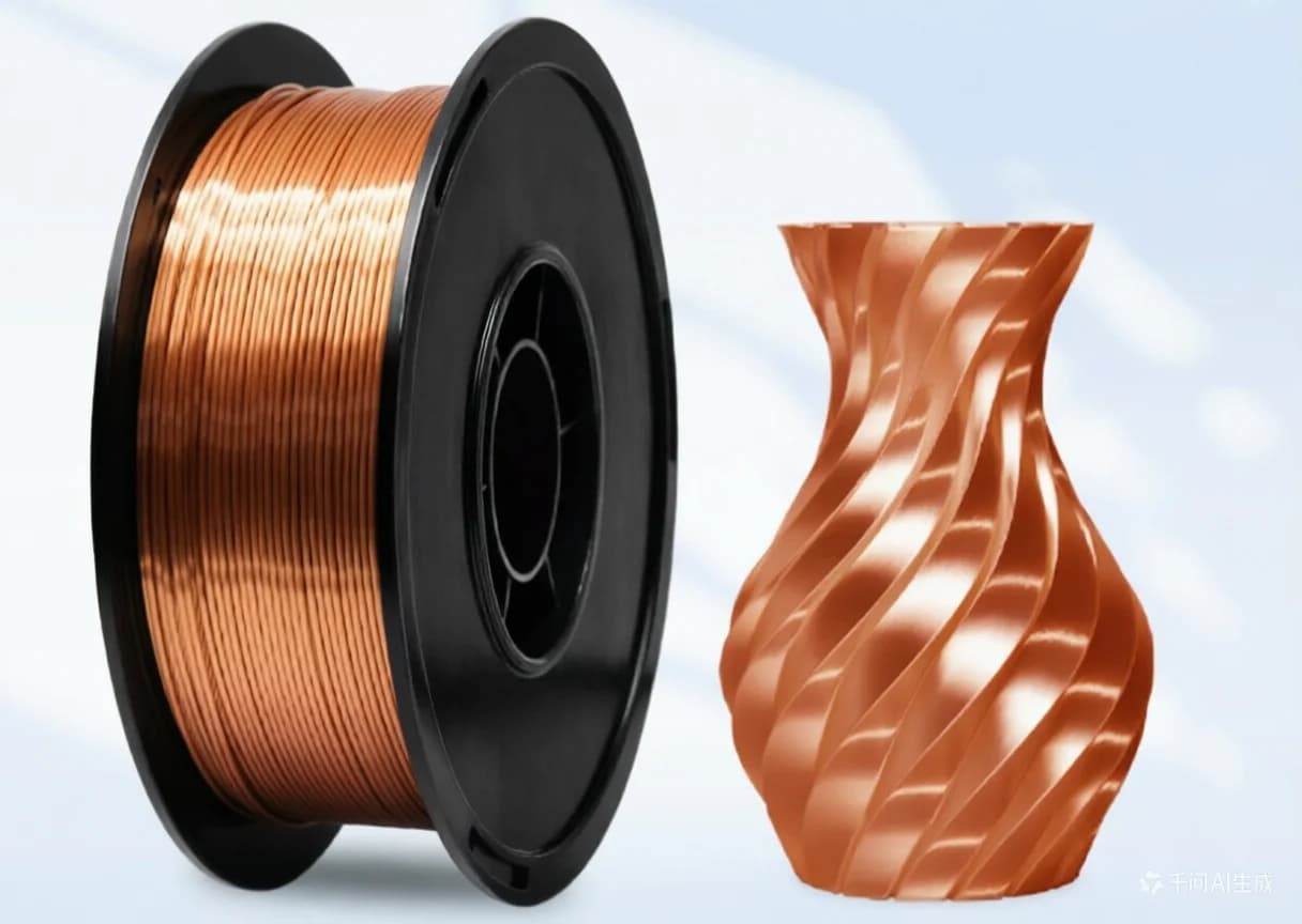 1.75mm Silk PLA Filament 1KG, Red Copper Metallic 3D Printer Filament, High Gloss Shiny PLA for Bambu Lab/Creality, Smooth Print