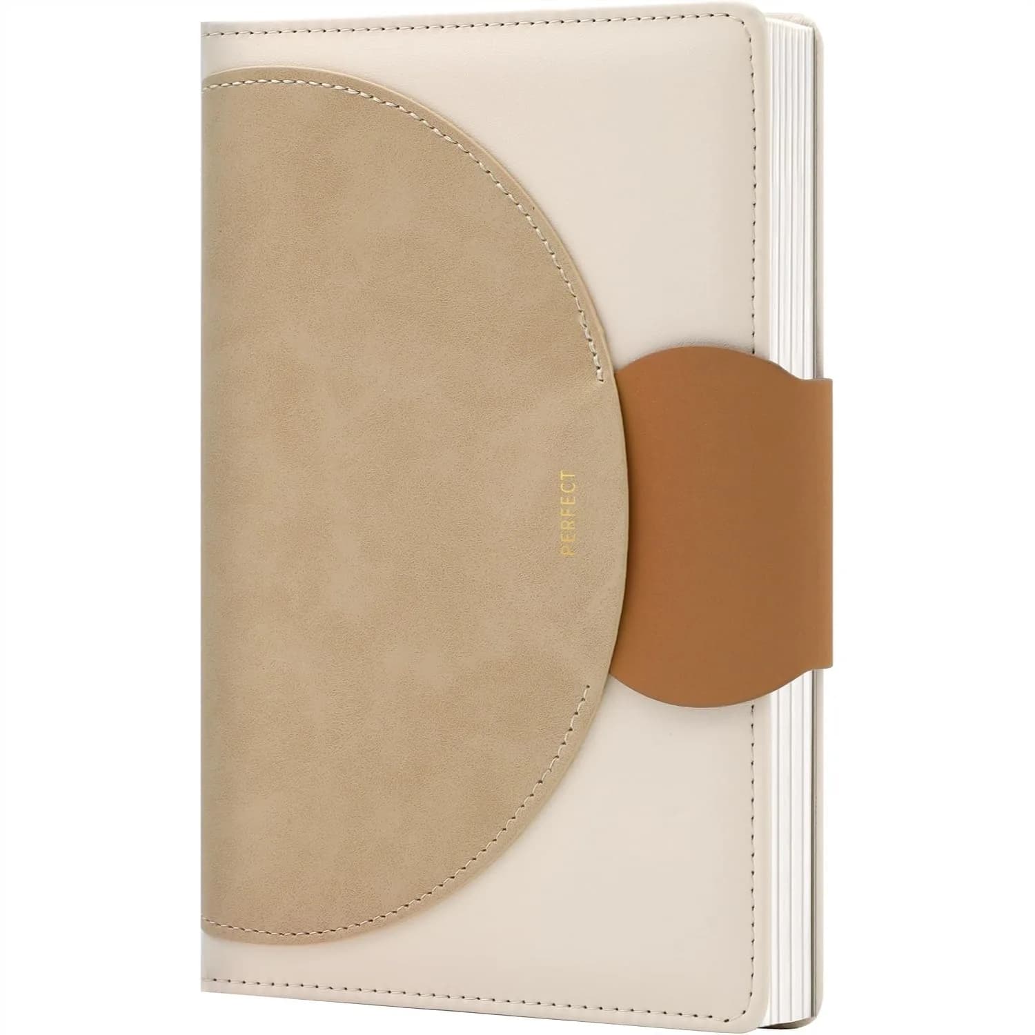 Leather Journal for Women with Buckle Closure, 100GSM Lined Notebook for Business Work School Note Taking 5.9"x8.5" Brown
