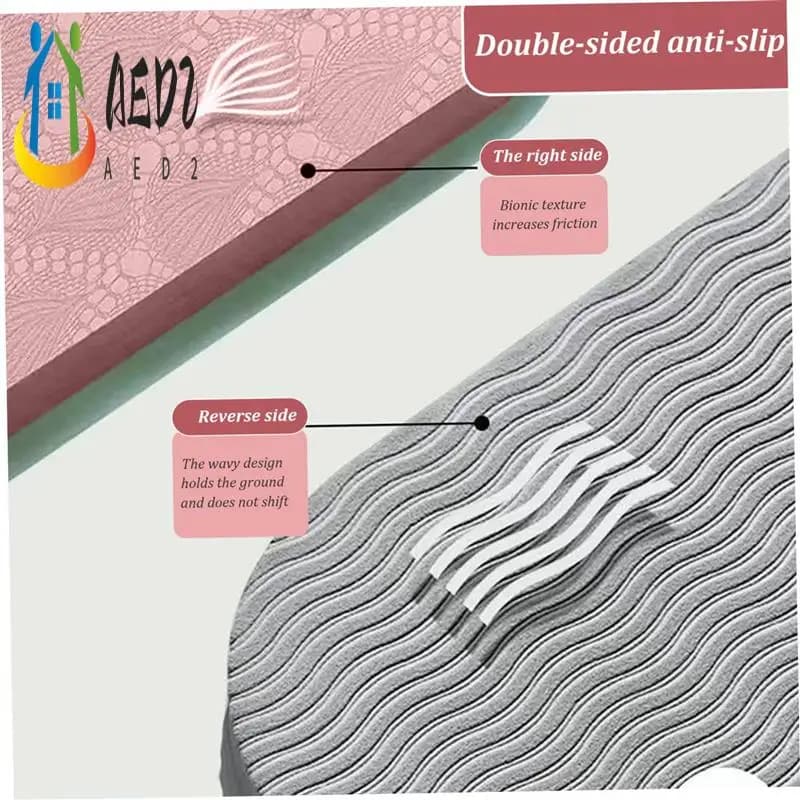 AED2-Plastic Yoga Mat Foldable Travel Mat for Fitness Exercises Non-slip double-sided yoga mat, pilates and floor training