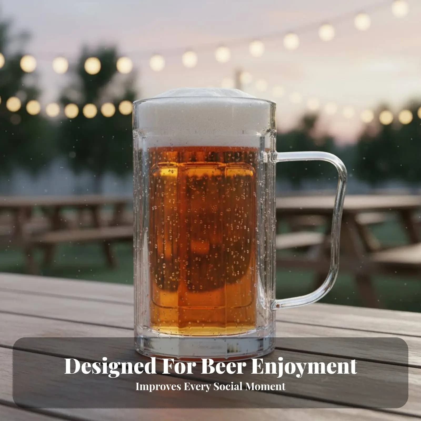 Set di 100 Bicchieri da Birra da 500ml in Plastica Trasparente Rinforzata, Facili da Pulire, con Manico Ergonomico per Taverne
