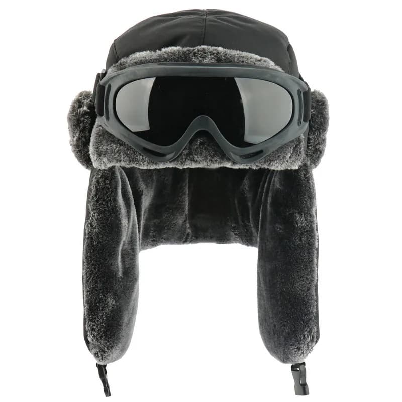 SupSindy Army Military Ushanka Men & Women Winter Bomber Hats con Goggle Warm Faux Rabbit Fur Pilot Earflap Trapper Snow Ski Caps