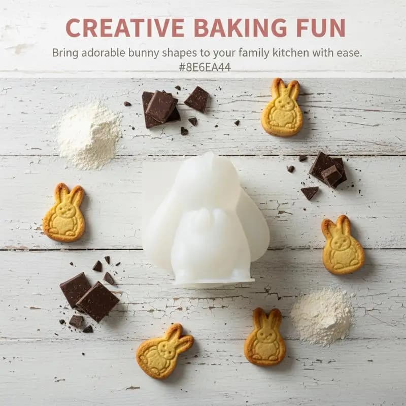 Stampo in Silicone 3D a Forma di Coniglio, per Candele e Aromaterapia, Stampo per Gesso, Accessorio Fai-da-Te per Pasqua, Riutilizzabile, Decorazione Casa