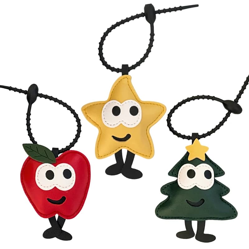 Moda Cartoon Albero di Natale Stella Portachiavi Creativo Portachiavi in pelle PU Zaino Ciondolo Chiave Appesa Decorazione Ragazza Regali di Natale