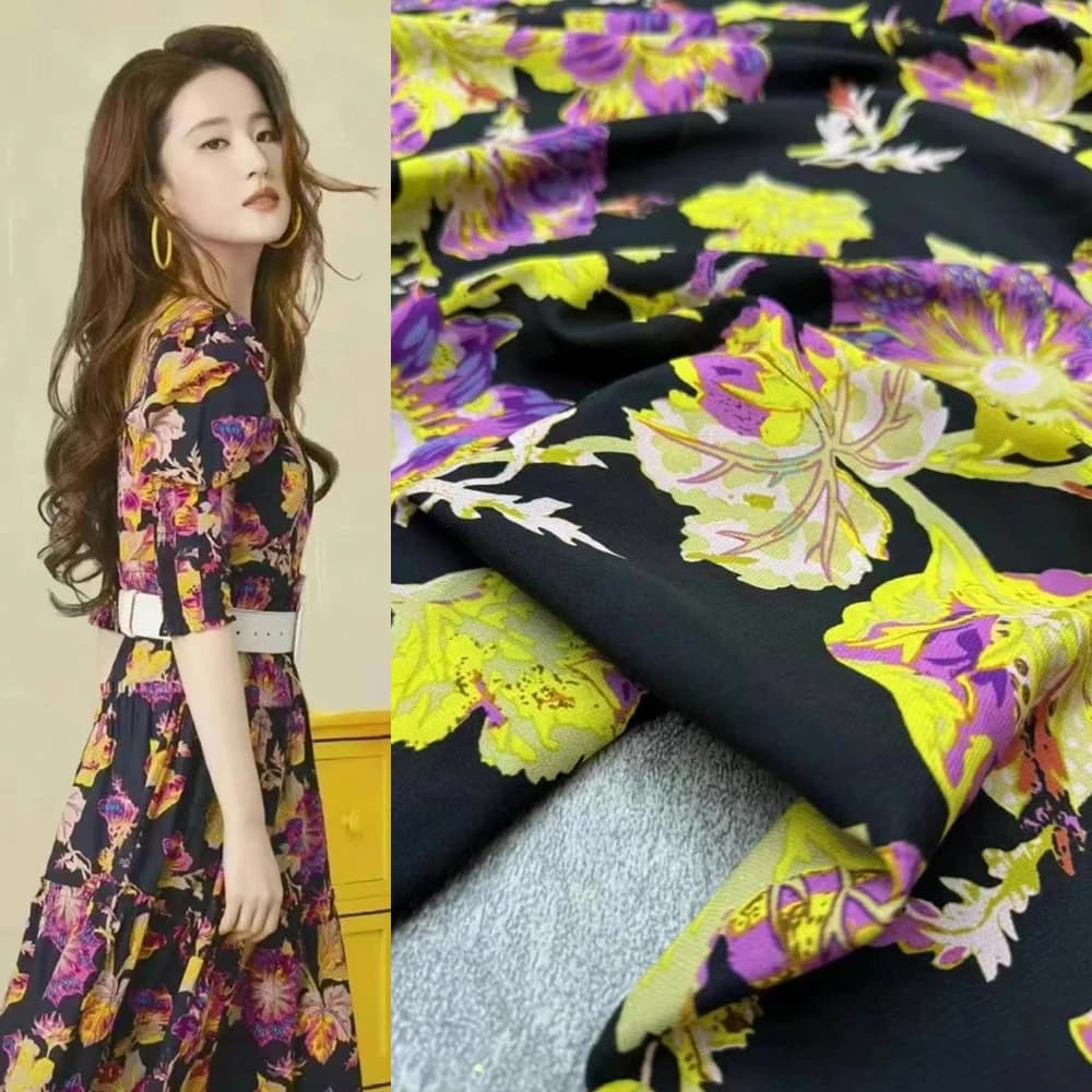 Classic Fashion Silk Stretch Double Crepe Fabric Star Internet Celebrity Same Style Summer Dress Sewing Fabric Designer Tailor