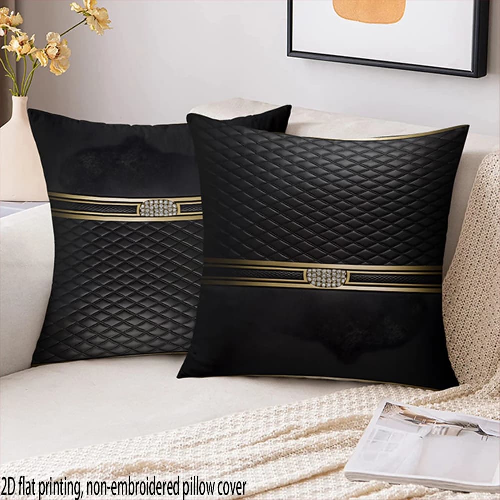 2D Flat-2pack Luxury Black Pillow Covers , Suitable for, bedroom, sofa decoration, excluding pillow fillers.