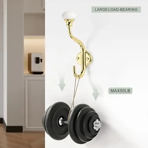 Confezione da 5 ganci da parete resistenti per asciugamani, accappatoi, cappotti in bagno, camera da letto, cucina - Finitura lucida
