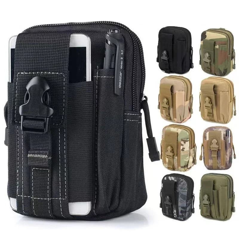 Tactical Waist Bag Utility Belt Pouch with Pen Slot & Phone Holder, Durable Oxford EDC Organizer for Outdoor Hiking & Daily Use