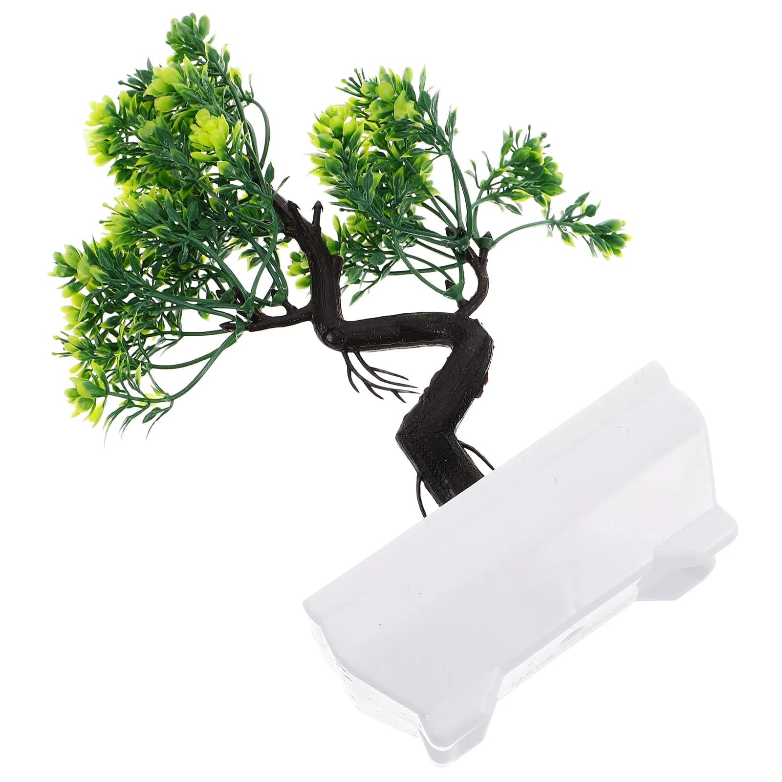 Artificial Interior Bonsai, Realistic Green Plant in Vase, Small Home Decoration and Office 00x11.30x6.50cm