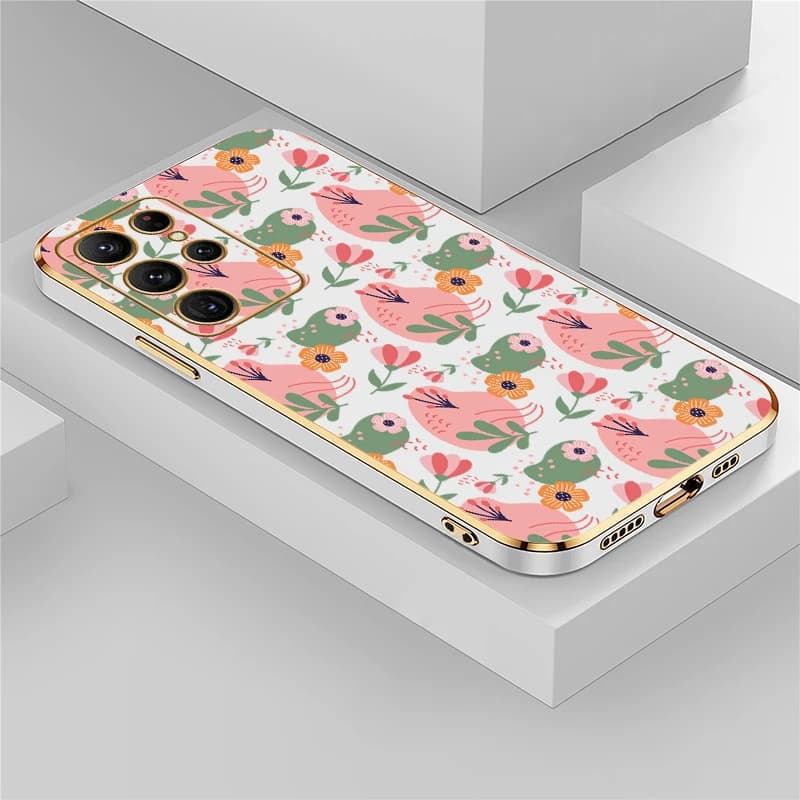 Custodia protettiva per obiettivo per Samsung Galaxy S10 Plus S20 FE S20 Ultra S21+ 5G, in silicone antiurto con placcatura e motivo floreale