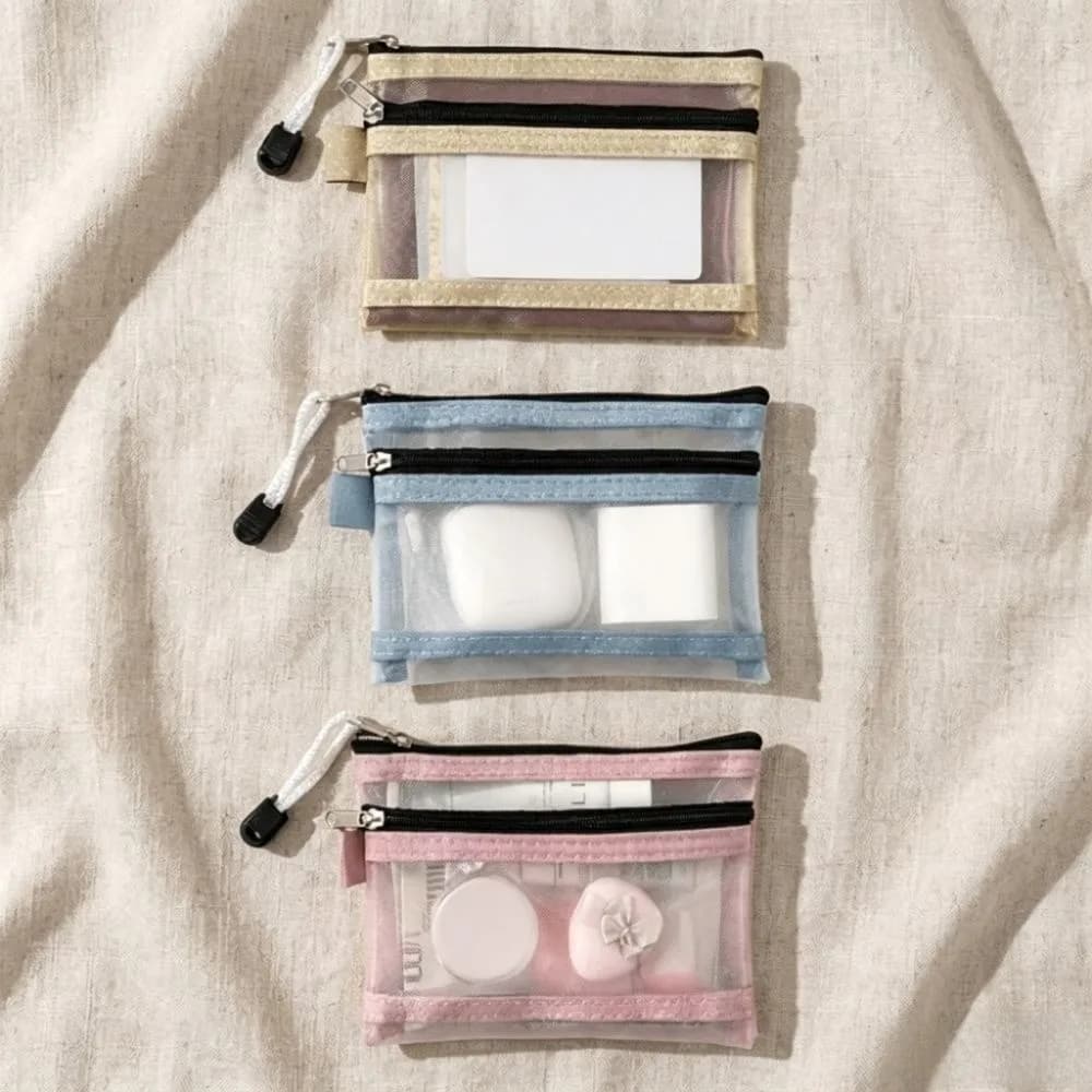 Coin Purses Mesh Passport Holder Clear Anti-theft Spring Lock Travel Storage Bag Portable Multi-Purpose Small Pouch Travel