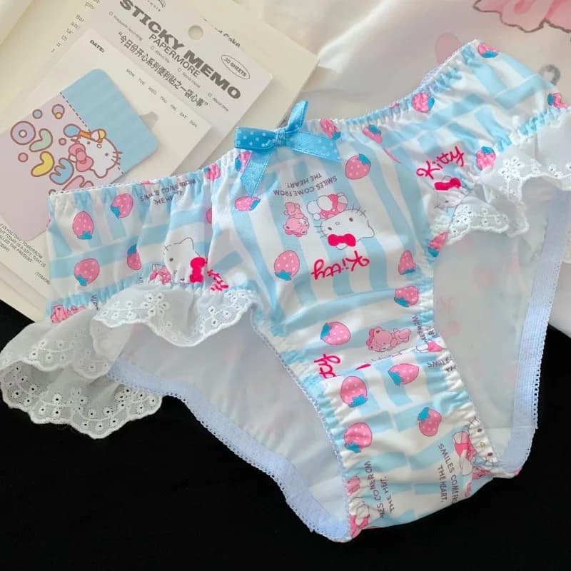 ML XL Modello cartone animato Hello Kitty Slip intimo sexy in pizzo carino e dolce per lingerie sexy a triangolo femminile a vita media
