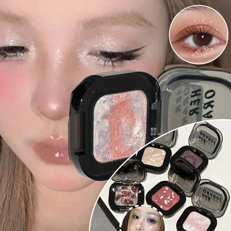Monochrome Eyeshadow Palette Long-lasting Glow Highlighter Powder Creamy Soft Texture Radiant Pearl Pigment Brighten Eyes Makeup