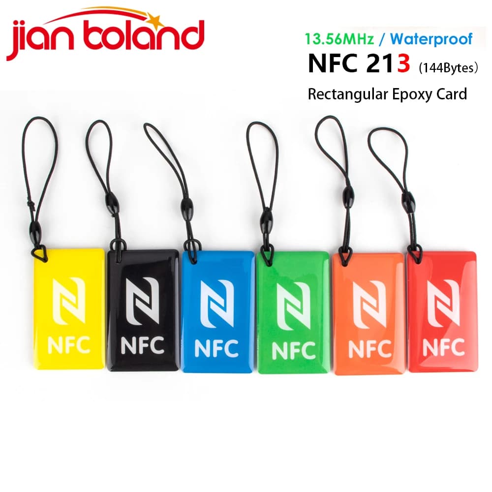 6 pz rettangolare 13.56MHz ISO14443A 144 byte NFC Ntag213 etichetta in resina epossidica Ntag 213 Smart Card etichetta per tutti i telefoni abilitati NFC