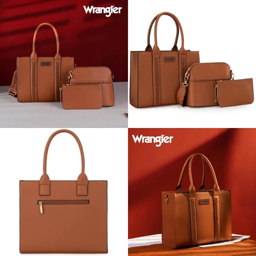 Set di 3 Borse Wrangler per Donne, Borsa a Mano, Borsa a Tracolla e Borsetta con Cinturino