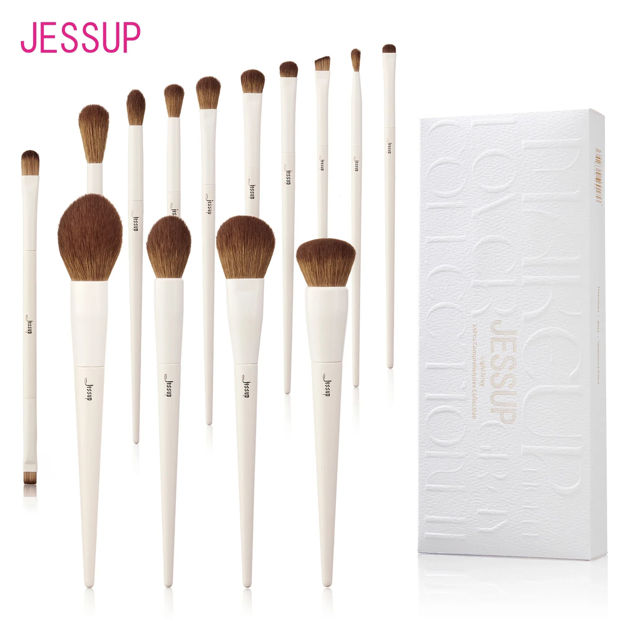 Jessup Makeup Brushes 10-14pc Makeup Brush Set Synthetic Foundation Brush Powder Contour Eyeshadow Liner Blending Highlight T329