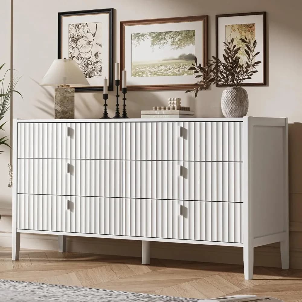 6 cassetti, cassettiera moderna da 55,1 cm di larghezza con gambe in legno massello, mobiletto portaoggetti multifunzionale