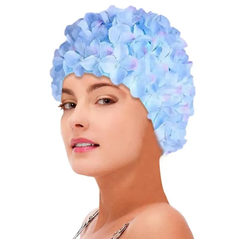 3D Women's Swimwear for Long Hair Outdoor Women Fashion Retro Flower Cap Gentle Swim Head