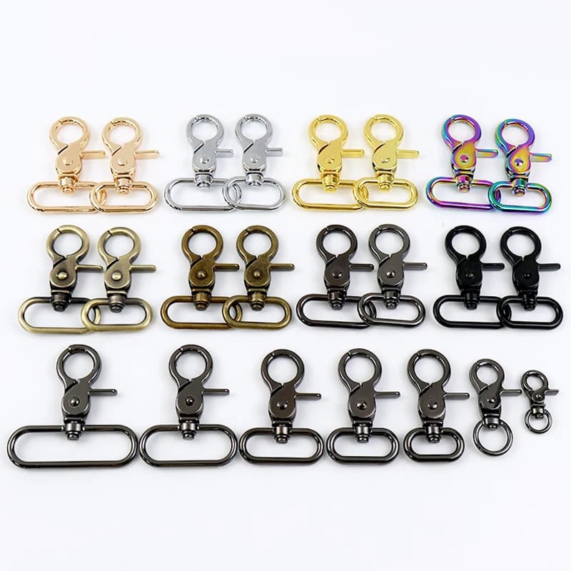 10 Pezzi Meetee Moschettoni Girevoli in Metallo 10-50mm, Chiusure a Scatto per Cinghie Borsa, Clip a Grilletto per Collare Cane, Accessori Moschettone